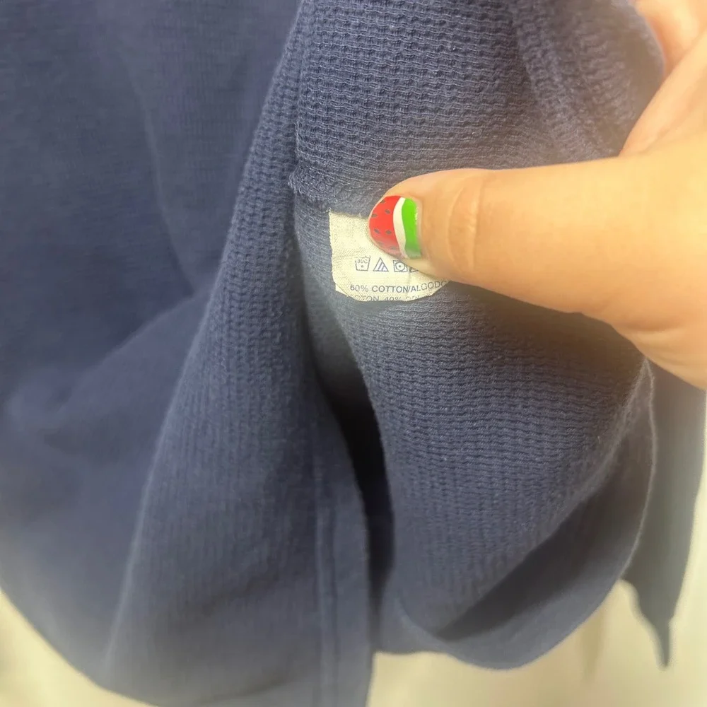 Polo Ralph Lauren Navy Waffle Knit Thermal Sleepwear Shirt Polo Bear Small
